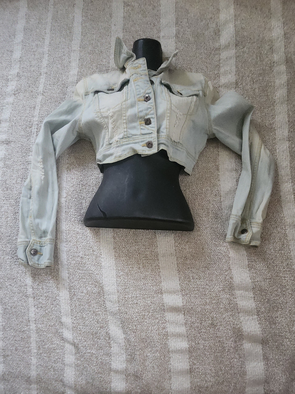 Angel Pale Blue Cropped Denim Jacket